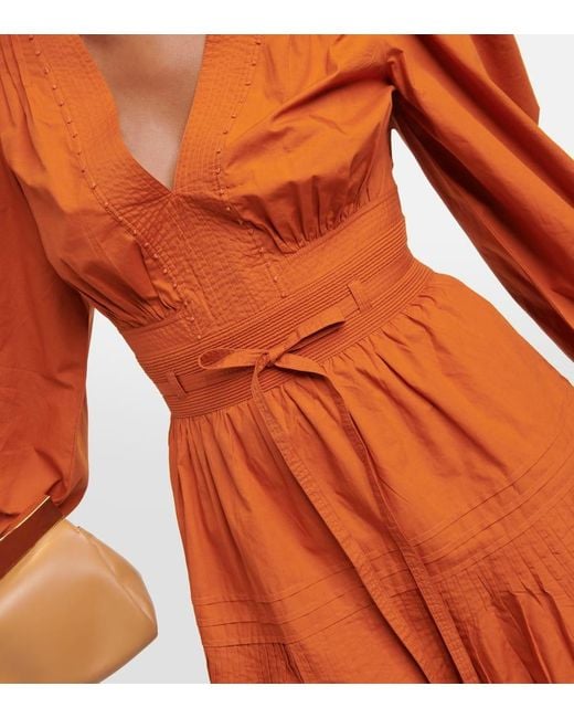 Miniabito Rosalind in popeline di cotone di Ulla Johnson in Orange
