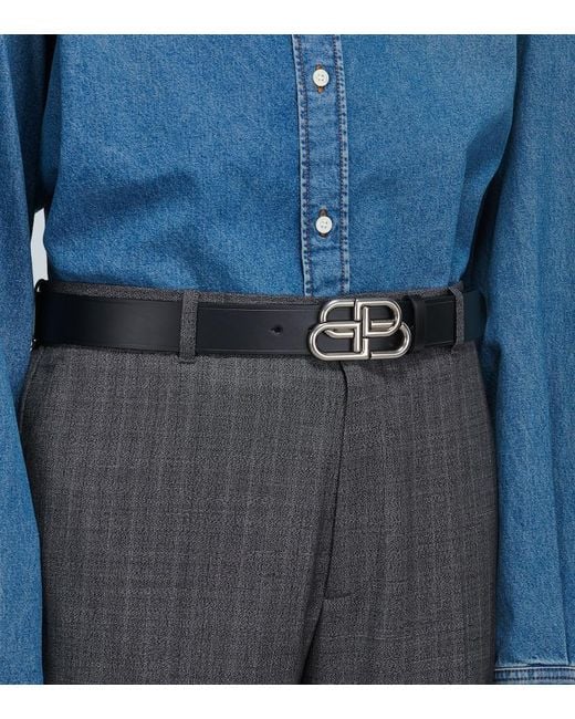 Balenciaga Black Bb Leather Belt for men