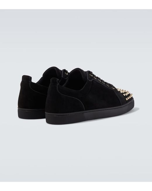 Christian Louboutin Black Louis Junior Spikes Suede Sneakers for men