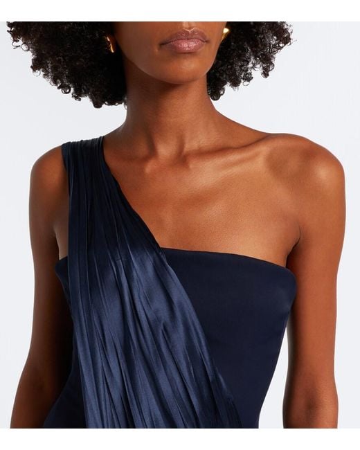 Marmar Halim Blue Embellished Bustier Gown And Cape Set