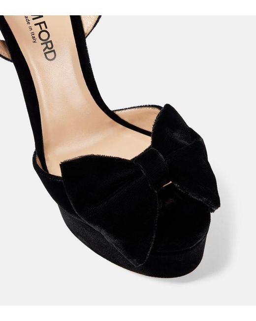 Tom Ford Black Velvet Platform Sandals