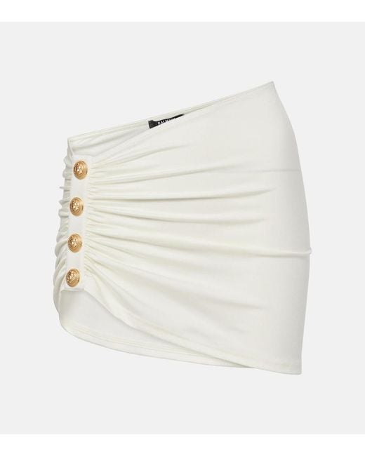 Balmain Natural Off- Draped Button Sarong Cover-Up