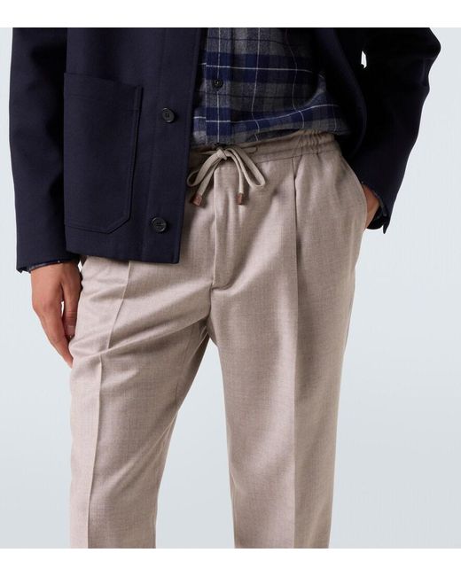 Slowear Natural Virgin Wool Flannel Slim Pants for men
