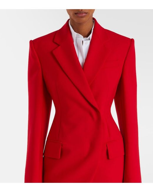 Sportmax Red Double-Breasted Peplum Blazer