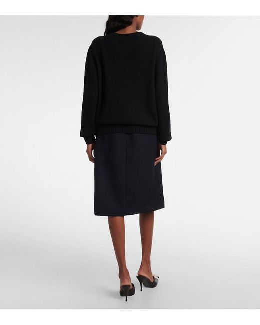 Prada Black Logo Wool And Cashmere Sweater
