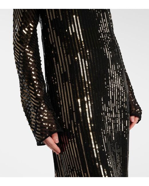 Robe Longue En Soie A Sequins Johanna Ortiz en coloris Black