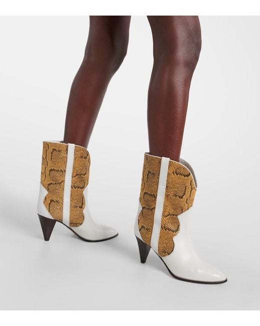Isabel Marant White Witney Snake-Effect Leather Ankle Boots
