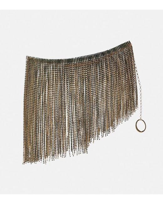 Oseree White Embellished Asymmetric Miniskirt