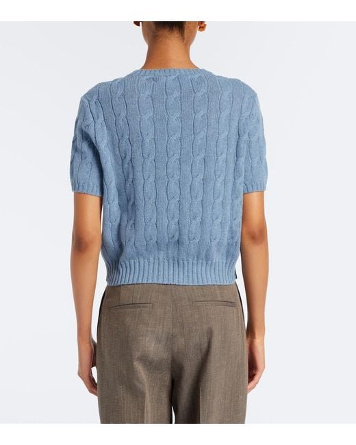 Ralph Lauren Blue Cable-Knit Cashmere Sweater