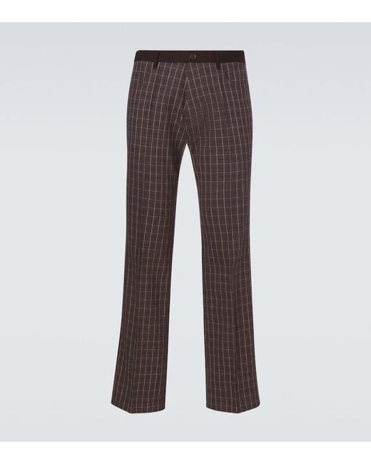 Wales Bonner Brown Country Checked Linen-Blend Straight Pants for men