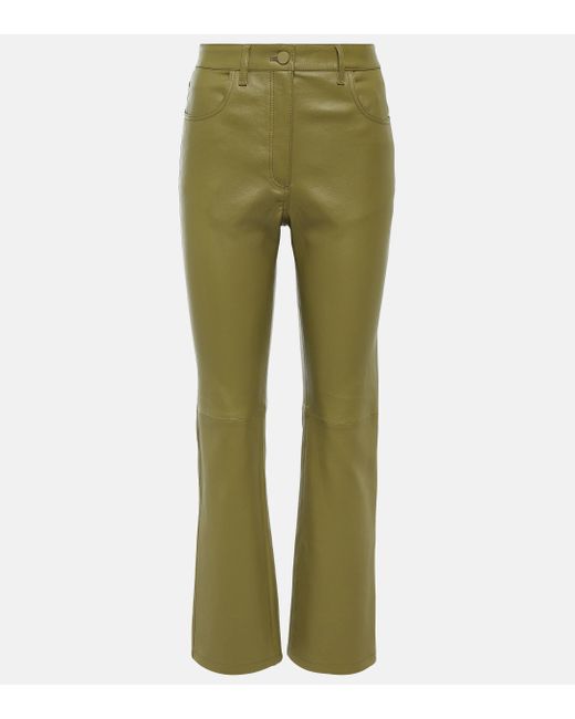 Joseph Green Stretch Duke Leather Straight Pants