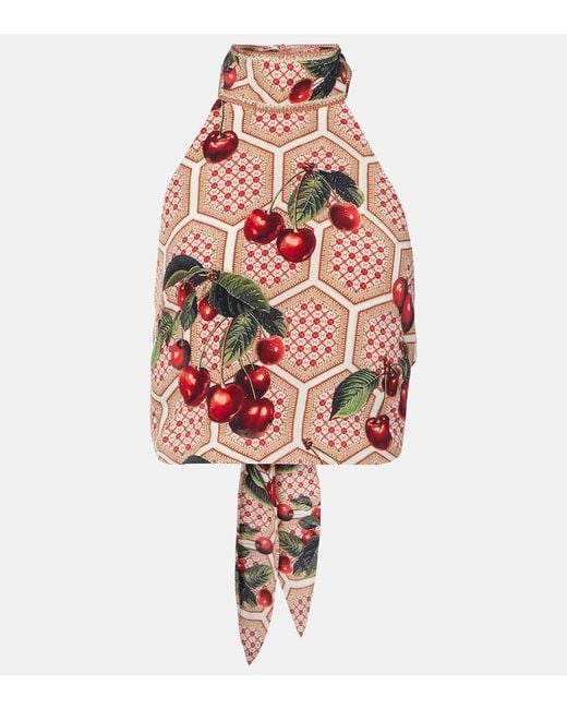 Camilla Red Notes From The Road Printed Silk Top