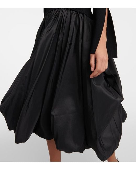 Jonathan Simkhai Black Kenlie Taffeta-Trimmed Midi Dress