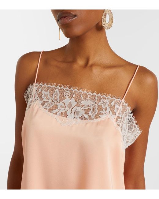 Faithfull The Brand Pink Hanna Lace-Trimmed Satin Camisole