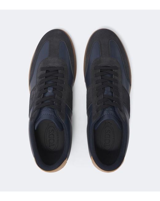 Tod's Blue Tabs Leather And Suede Sneakers for men