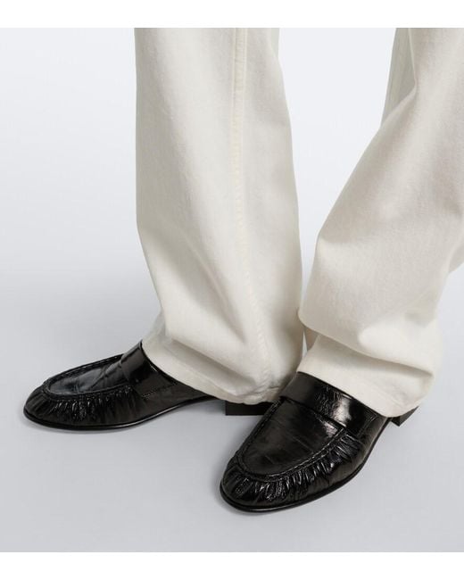 The Row Black Soft Leather Loafers