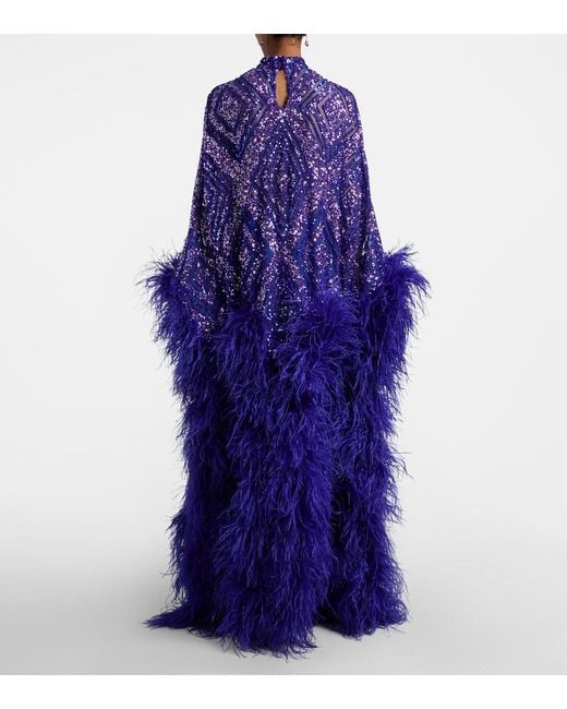 ‎Taller Marmo Purple Casta Diva Follies Sequined Tulle Kaftan