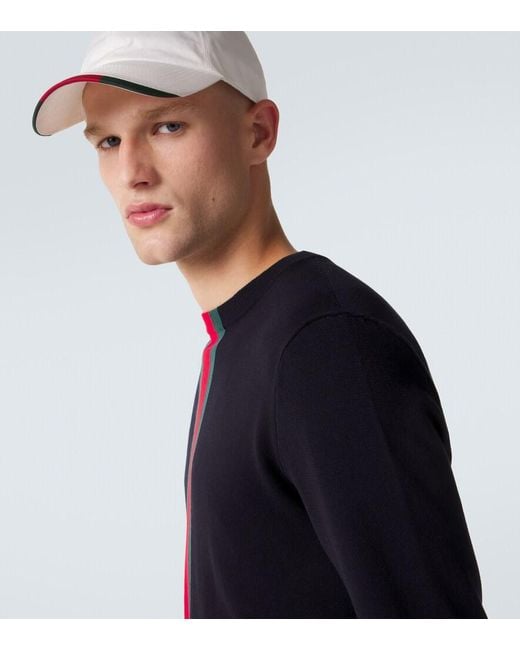 Gucci White Web Stripe Cotton-Blend Baseball Cap for men
