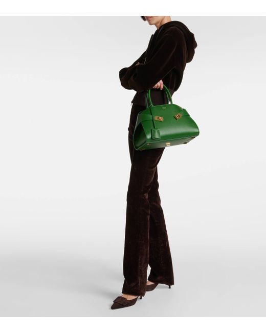 Ferragamo Green Hug Medium Leather Tote Bag