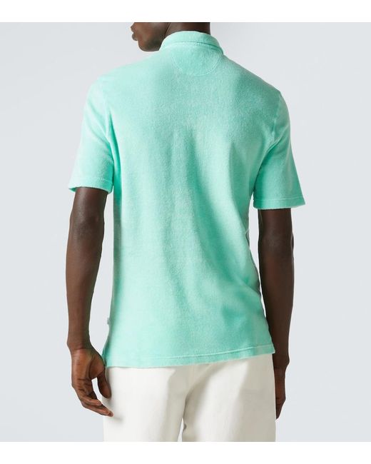 Fedeli Green Cotton Terry Polo Shirt for men
