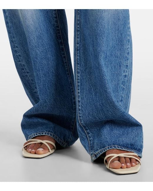 SLVRLAKE Denim Blue Cassie High-Rise Barrel-Leg Jeans