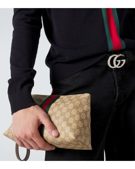 Gucci Natural Small Gg Canvas Pouch for men