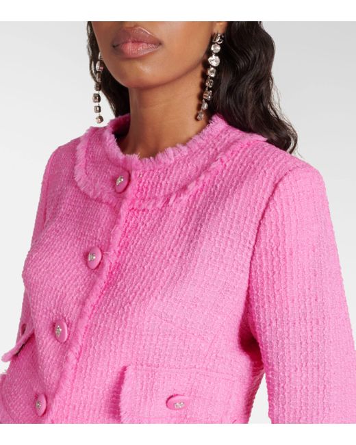 Veste raccourcie Raschel en tweed de laine melangee Dolce & Gabbana en coloris Pink