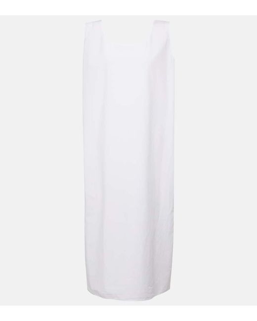 The Row White Janah Cotton Midi Dress