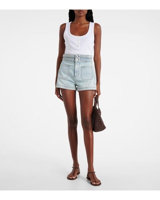 Veronica Beard Blue Elijah High-Rise Denim Shorts