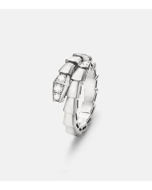 BVLGARI White Serpenti Viper 18Kt Ring With Diamonds