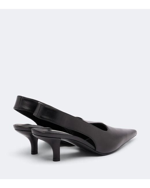 Totême Black Leather Slingback Pumps