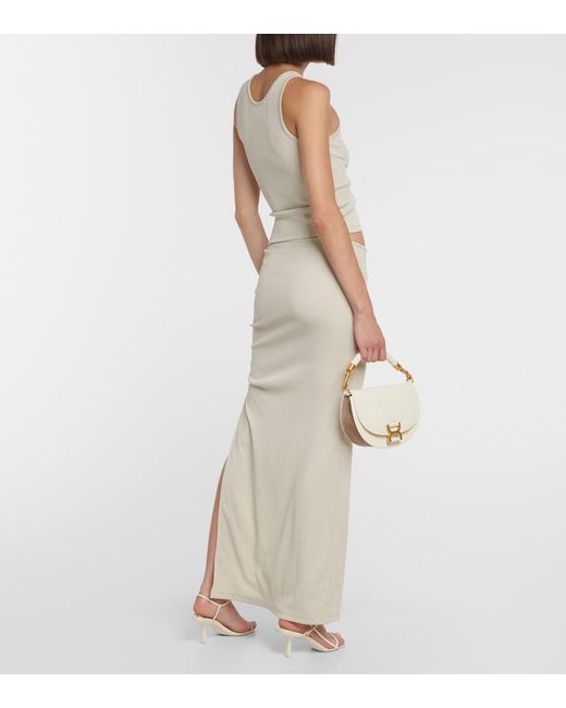 Christopher Esber Natural Open Twist Ribbed-Knit Maxi Skirt
