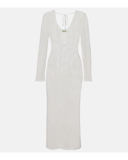 Melissa Odabash White Casey Open-Knit Midi Dress