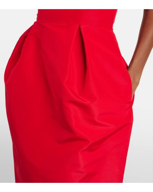 Carolina Herrera Red Off-Shoulder Silk Maxi Dress