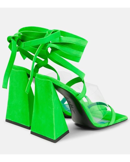 The Attico Green Isa Suede Sandals