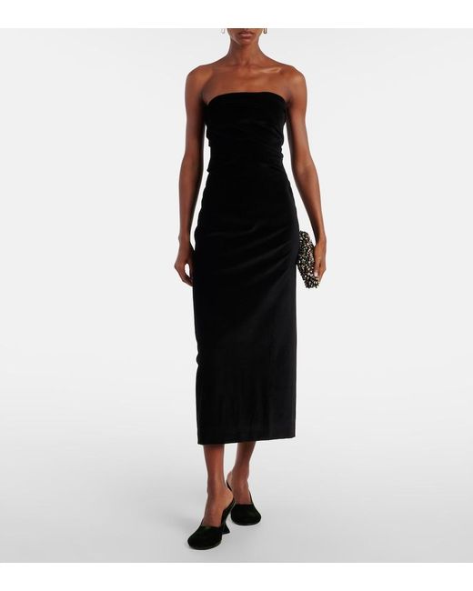 TOVE Black Sabella Velvet Midi Dress