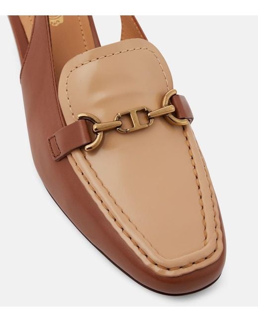 Tod's Brown 35 Leather Slingback Pumps