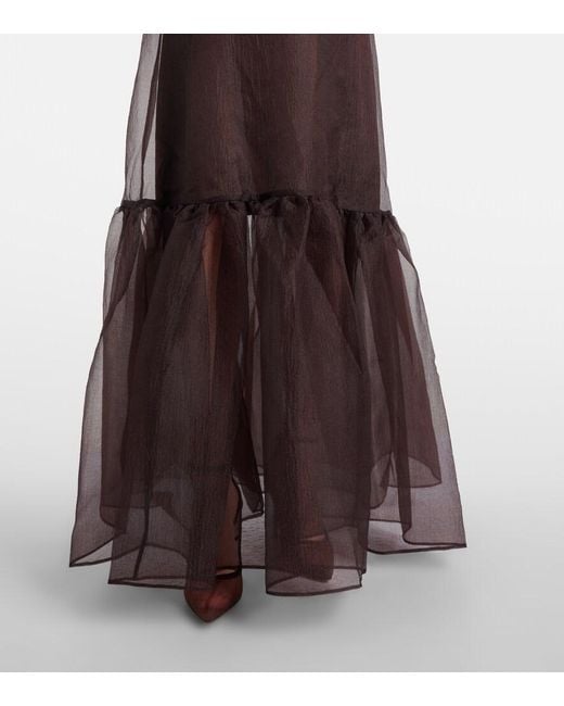 Staud Brown Calluna Organza Maxi Dress
