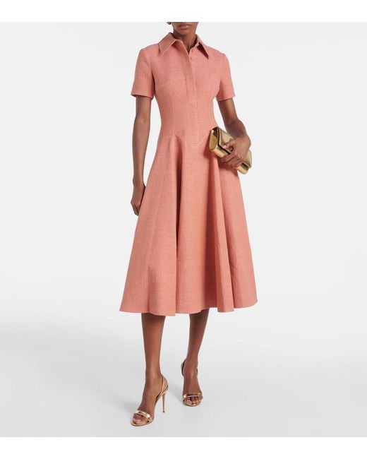 Emilia Wickstead Pink Jody Cotton And Linen Midi Dress