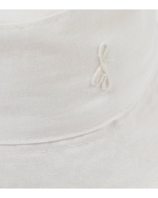 Ruslan Baginskiy White Monogram Linen Bucket Hat
