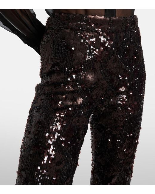 Veronica Beard Black Collier Sequined Flared Pants