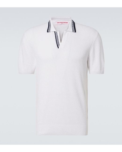 Orlebar Brown White Horton Cotton-Blend Boucle Polo Shirt for men