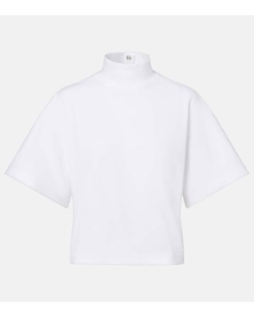 Alaïa White High-Neck Cotton Jersey T-Shirt