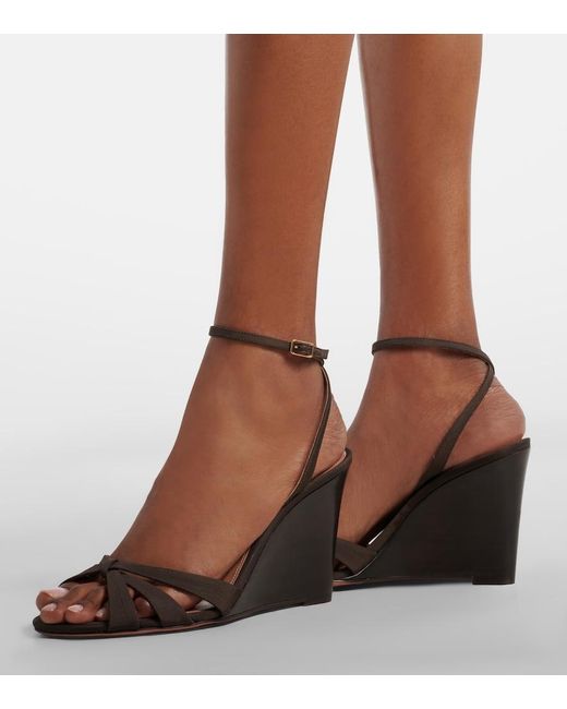 Aquazzura Brown Tati Grosgrain Wedge Sandals