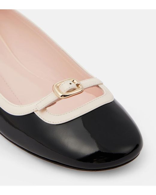 Roger Vivier Black Viv' Podium Patent Leather Ballet Flats