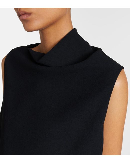 Vince Black Draped Asymmetric Crepe Top