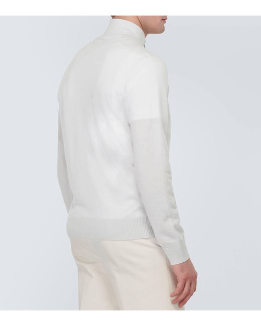 Loro Piana White Roadster Cashmere Half-zip Sweater for men