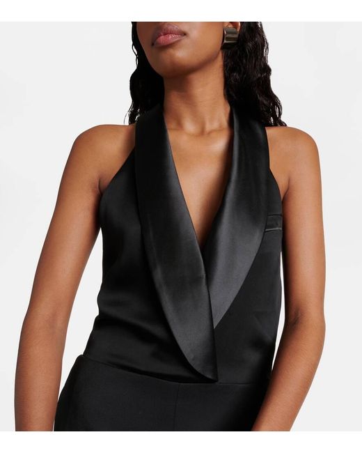 Jonathan Simkhai Black Janice Tuxedo Halter Vest Gown