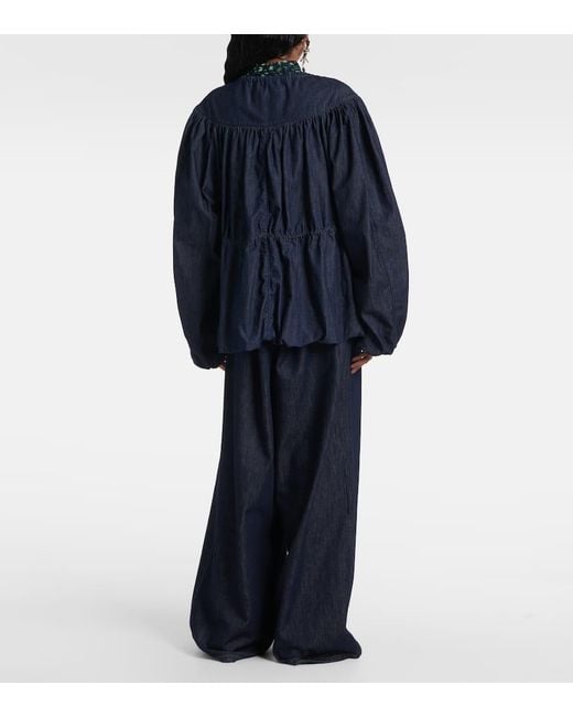 Dries Van Noten Blue Bluse Aus Denim