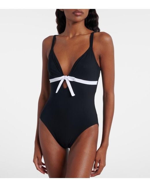 Karla Colletto Black Lenora Bow-Detail Swimsuit